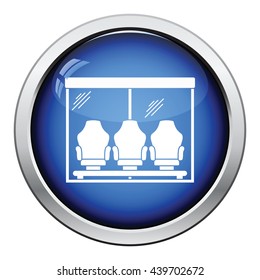 Icon of football player's bench. Glossy button design. Vector illustration.