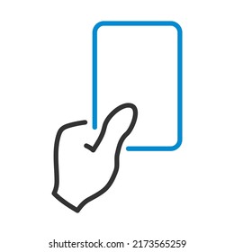 Icon Of Football Referee Hand With Red Card. Editable Bold Outline With Color Fill Design. Vector Illustration.