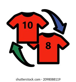 Icon Of Football Replace. Editable Bold Outline With Color Fill Design. Vector Illustration.