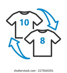 Icon Of Football Replace. Editable Bold Outline With Color Fill Design. Vector Illustration.