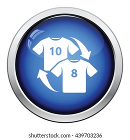 Icon of football replace . Glossy button design. Vector illustration.