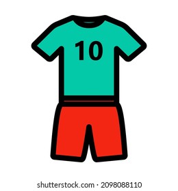 Icon Of Football Uniform. Editable Bold Outline With Color Fill Design. Vector Illustration.