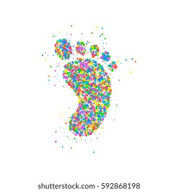 Icon footprint of multicolored circles. Vector illustration.