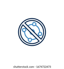 Icon forbidden virus thin line blue color ,Corona Virus. 2019-nCoV. Corona Virus in Wuhan, China, Global Spread, and Concept of Icon of Stopping Corona Virus ,vector illustrator