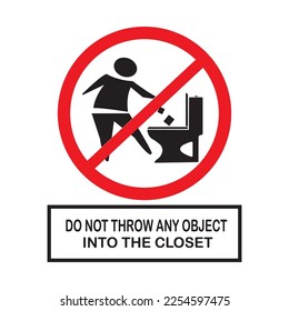 icon forbids flushing anything down the toilet vector illustration logo design