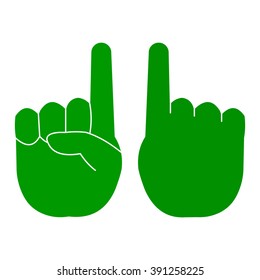 Icon forefinger green on black background,