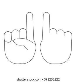 Icon forefinger white on white background