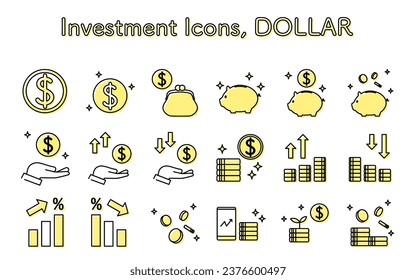 Icon of foreign currency investment, simple line drawing illustration, Vector Illustration