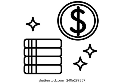 Icon of foreign currency investment, simple line drawing illustration, Vector Illustration