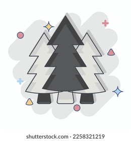 Icon Forest. related to Environment symbol. Comic Style. simple illustration. conservation. earth. clean