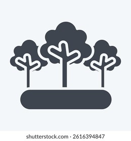 Icon Forest. related to Save the World symbol. glyph style. editable