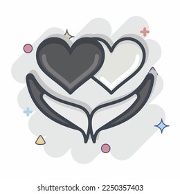Icon Forgiveness. related to Psychological symbol. Comic Style. simple illustration. emotions, empathy, assistance