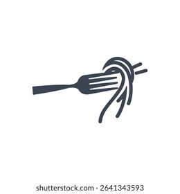 Icon of a fork with spaghetti noodles wrapped around it
