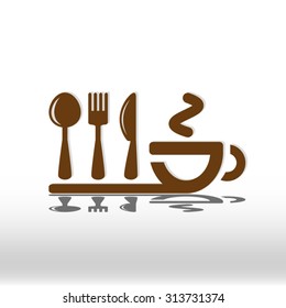 icon of fork, spoon, knife, cup