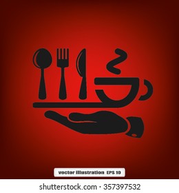 icon of fork, spoon, knife, cup