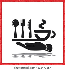 icon of fork, spoon, knife, cup vector illustration eps10.
