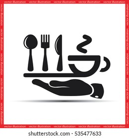 icon of fork, spoon, knife, cup vector illustration.