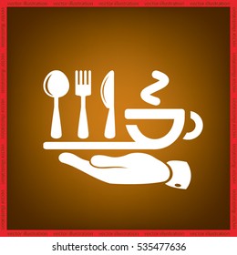 icon of fork, spoon, knife, cup vector illustration.