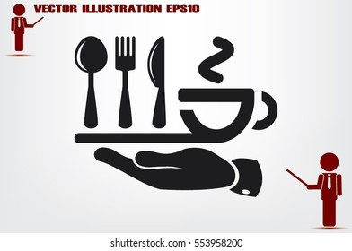 icon of fork, spoon, knife, cup vector illustration.