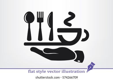 icon of fork, spoon, knife, cup vector illustration 