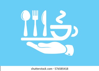 icon of fork, spoon, knife, cup vector illustration 