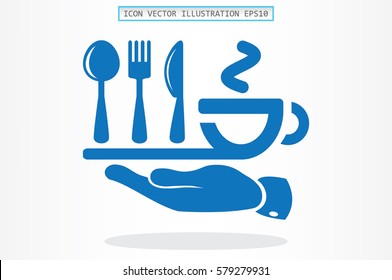 icon of fork, spoon, knife, cup vector illustration.