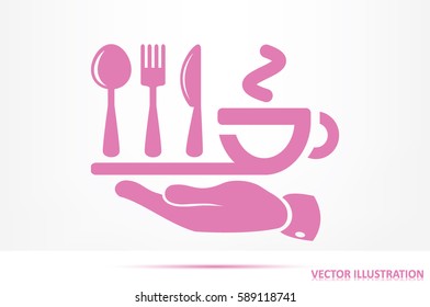 icon of fork, spoon, knife, cup vector illustration.
