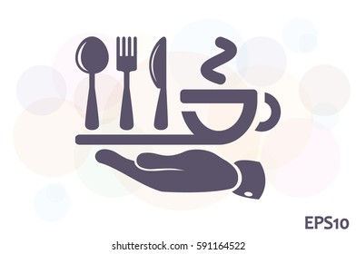 icon of fork, spoon, knife, cup vector illustration.