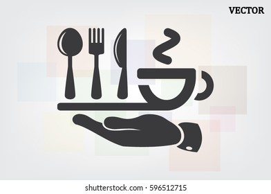 icon of fork, spoon, knife, cup vector illustration.