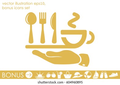 icon of fork, spoon, knife, cup vector illustration.