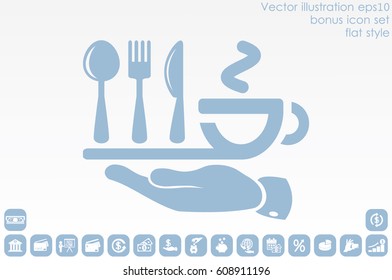 icon of fork, spoon, knife, cup vector illustration.