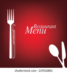 icon fork, spoon and knife on the dark background