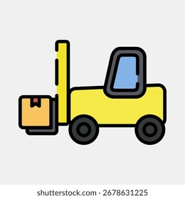 Empilhadeira de ícones. Exportar elementos de importação. Ícone no estilo de linha preenchida.