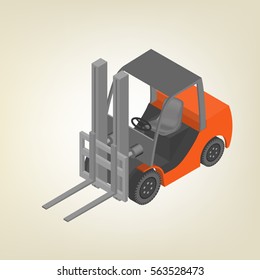 Icon forklift, isolated on white background. Flat 3D isometric style, vector illustration.