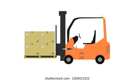 Icon forklift warehouse storage and delivery of cargo.