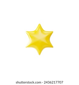 An icon in the form of a 3D golden six-pointed star. Vector illustration of a shiny star as award symbols in games on a white background.