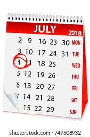 icon in the form of a calendar for Independence Day on July 4 2018