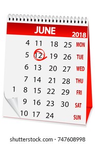 icon in the form of a calendar for June 12, Russia day 2018