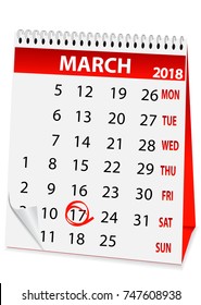 icon in the form of a calendar for  St Patrick's Day 2018