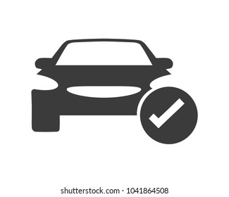 Icon  in the form of a car with a check mark