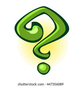 Icon in the form of a green question mark. Vector illustration.