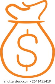an icon form of illustration of a sack filled with dollar money, a picture of a currency