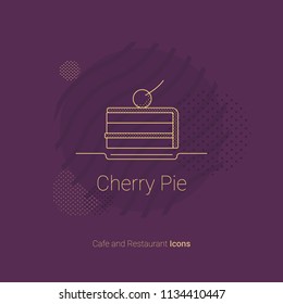 Icon in the form of a piece of cake with a cherry. For restaurants and cafes.