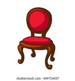Icon in a form red vintage chair. Vector illustration.