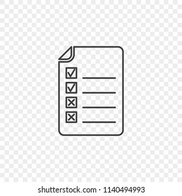 Icon of the form with squares under the mark of completed and unfinished business. Vector illustration on a transparent background