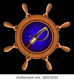 icon in the form of a wheel with a pirate sword inside