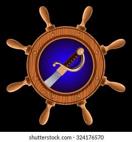 icon in the form of a wheel with a pirate sword inside