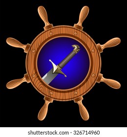 icon in the form of a wheel with a pirate sword inside