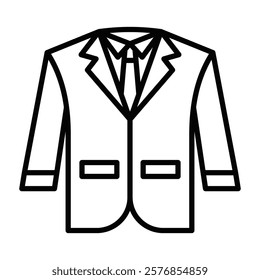 Icon of a formal business suit with tie. Editable stroke.