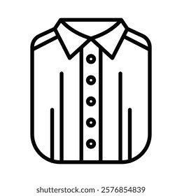 Icon of a formal button-up shirt with collar. Editable stroke